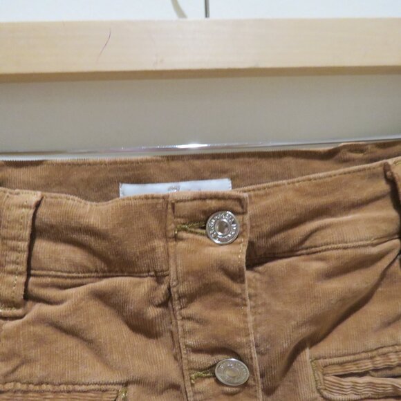 7 FOR ALL MANKIND Button Front Corduroy Mini Skirt Penny Tan Retro Boho Preppy - Picture 4 of 13